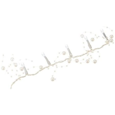 PERFECT HOLIDAY Perfect Holiday 600030 Battery Operated 20 LED String Light with Garland Beads - White 600030